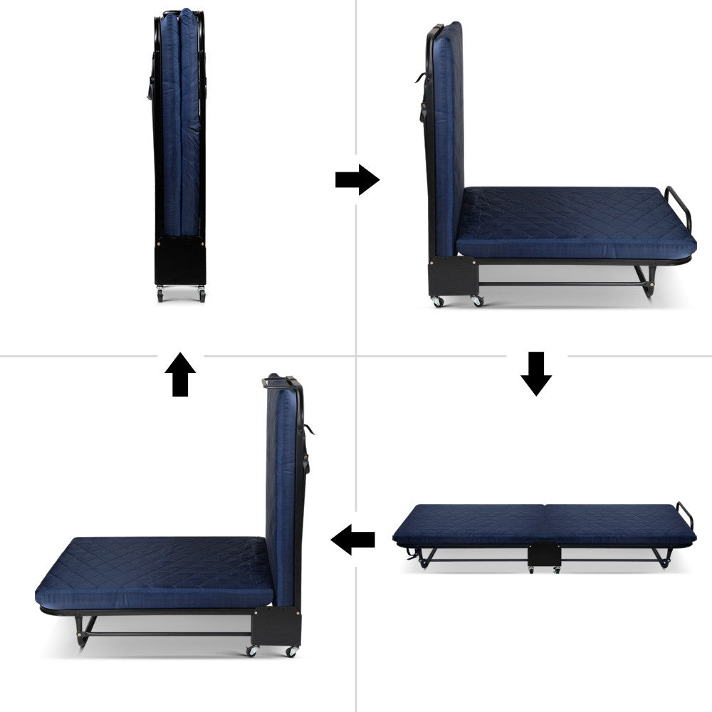 Foldable Adjustable Guest Folding Bed with Mattress - Single