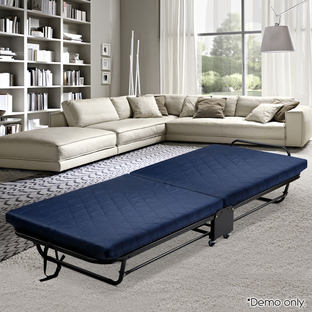 Foldable Adjustable Guest Folding Bed with Mattress - Single