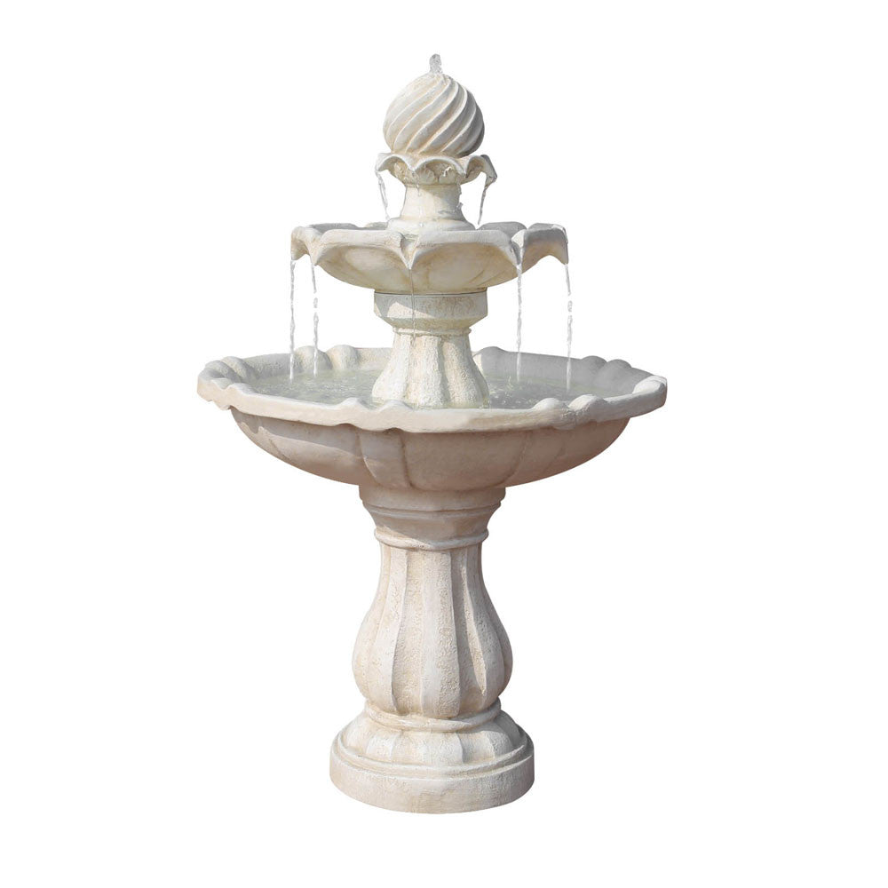 Solar Power Three-Tier Water Fountain Ivory