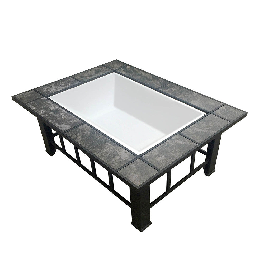 Outdoor Fire Pit BBQ Table Grill Fireplace w/ Ice Tray