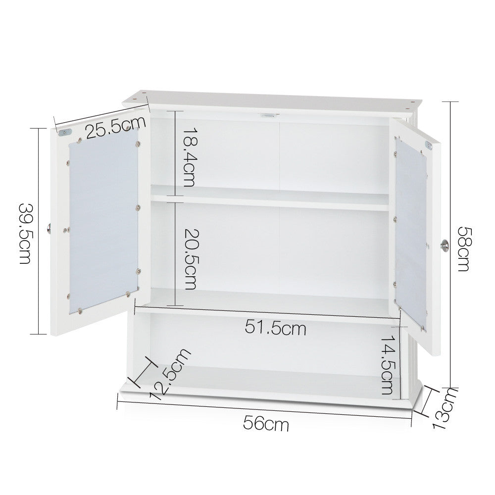 Toilet Mirror Medicine Storage Cabinet White