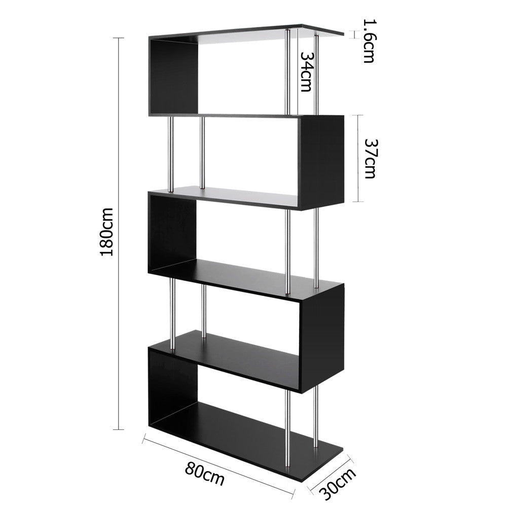 5 Tier Display/Book/Storage Shelf Unit Black