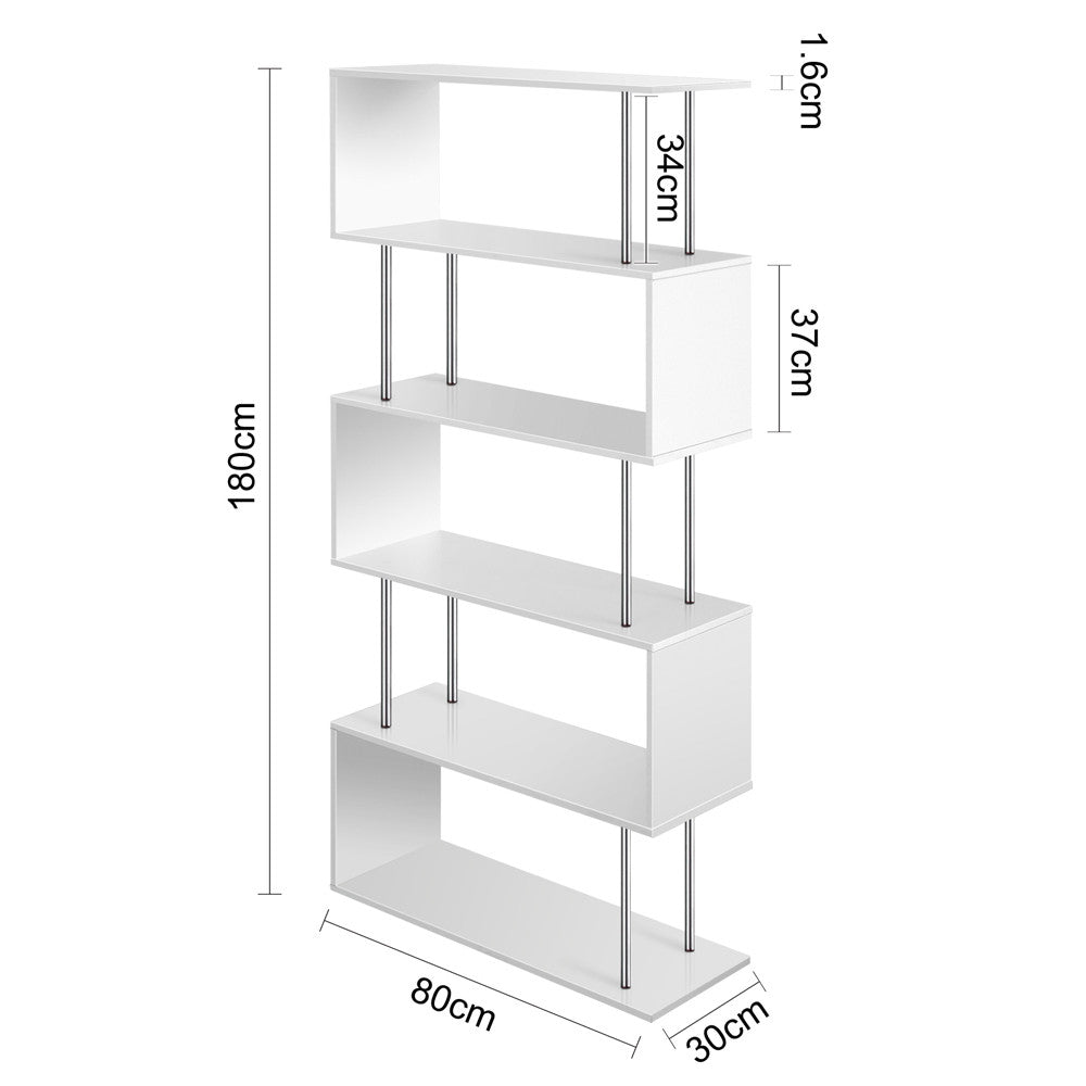 5 Tier Display/Book/Storage Shelf Unit White