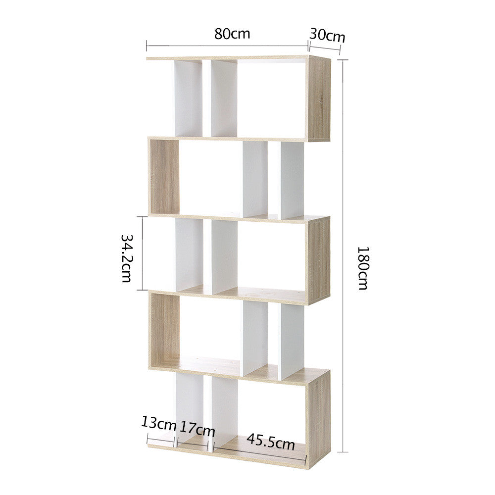 5 Tier Display/Book/Storage Shelf Unit White Brown