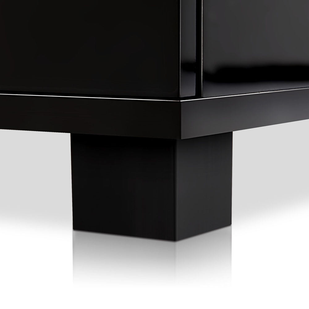 Glossy Bedside Table - Black