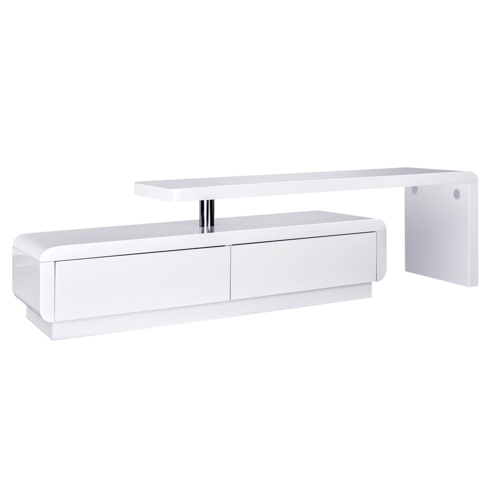 High Gloss Adjustable TV Stand Entertainment Unit Drawers White