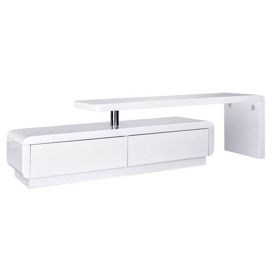 High Gloss Adjustable TV Stand Entertainment Unit Drawers White