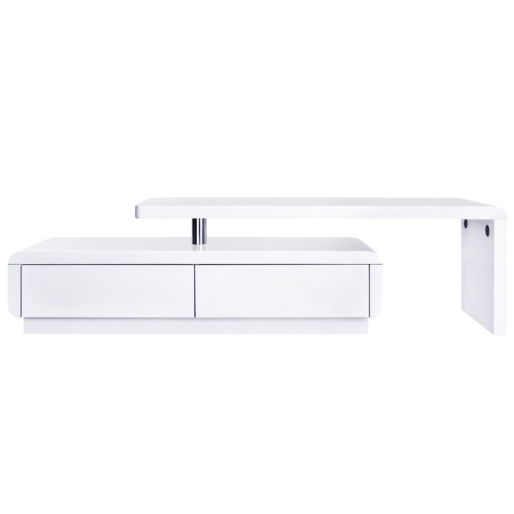 High Gloss Adjustable TV Stand Entertainment Unit Drawers White