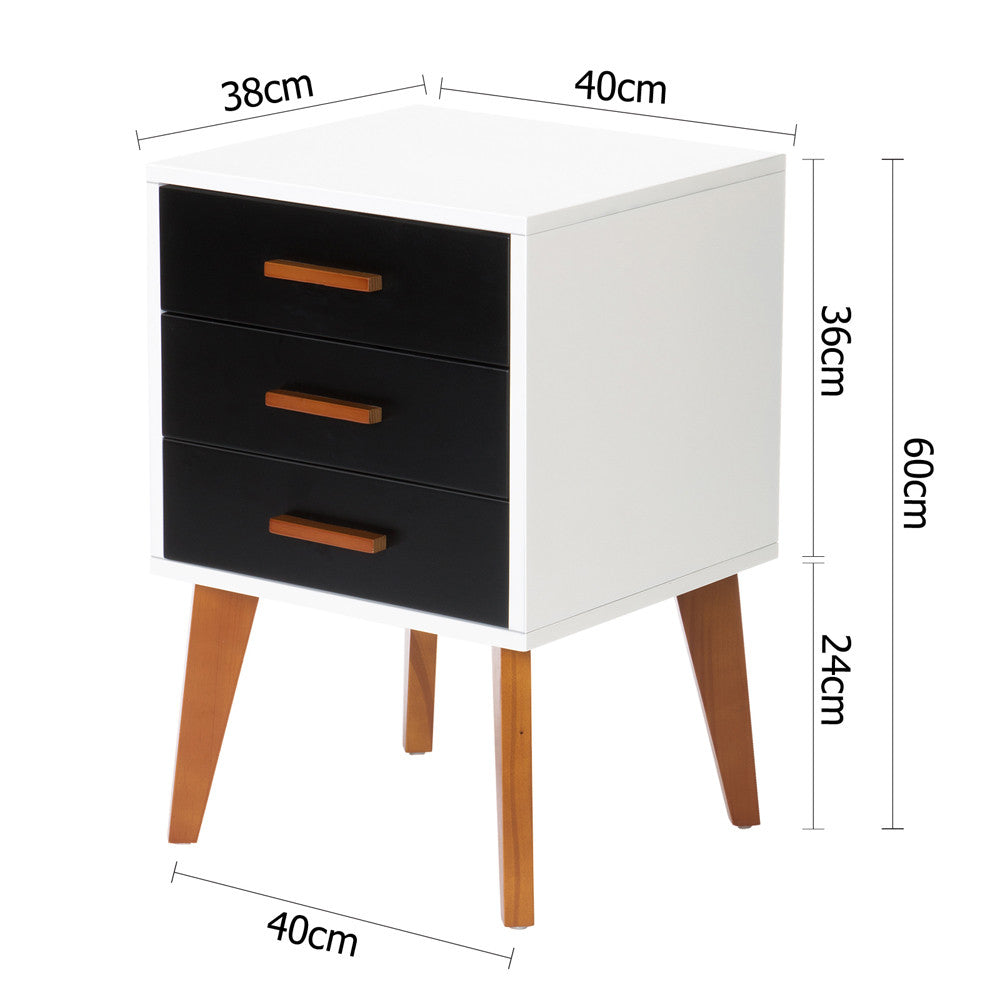 Bedside Table Cabinet Matt Black