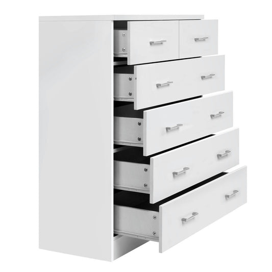 6 Drawer Tallboy Bedroom Storage White