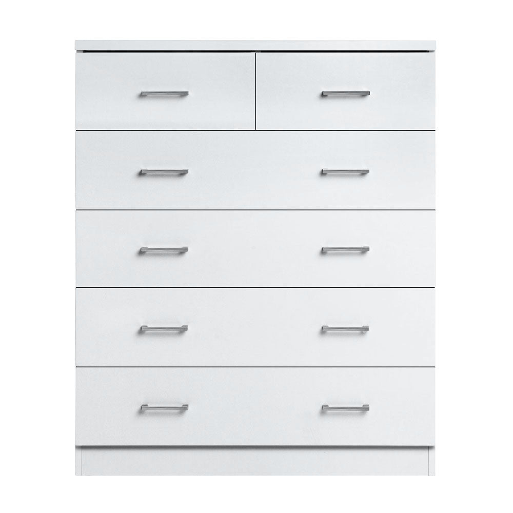 6 Drawer Tallboy Bedroom Storage White