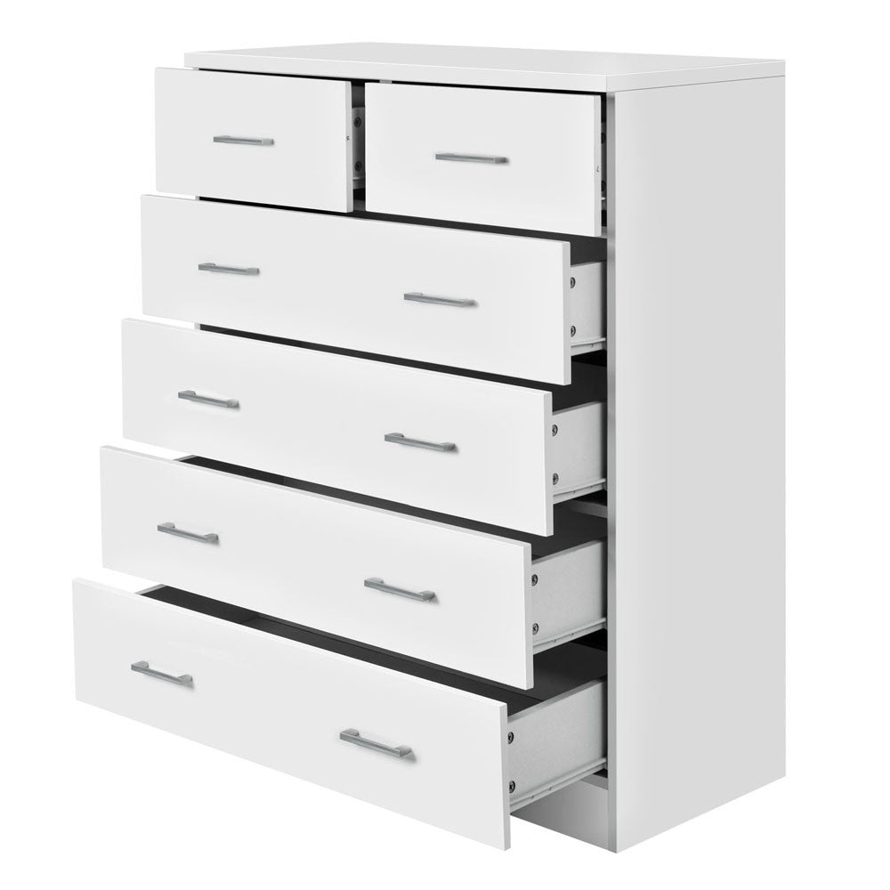 6 Drawer Tallboy Bedroom Storage White