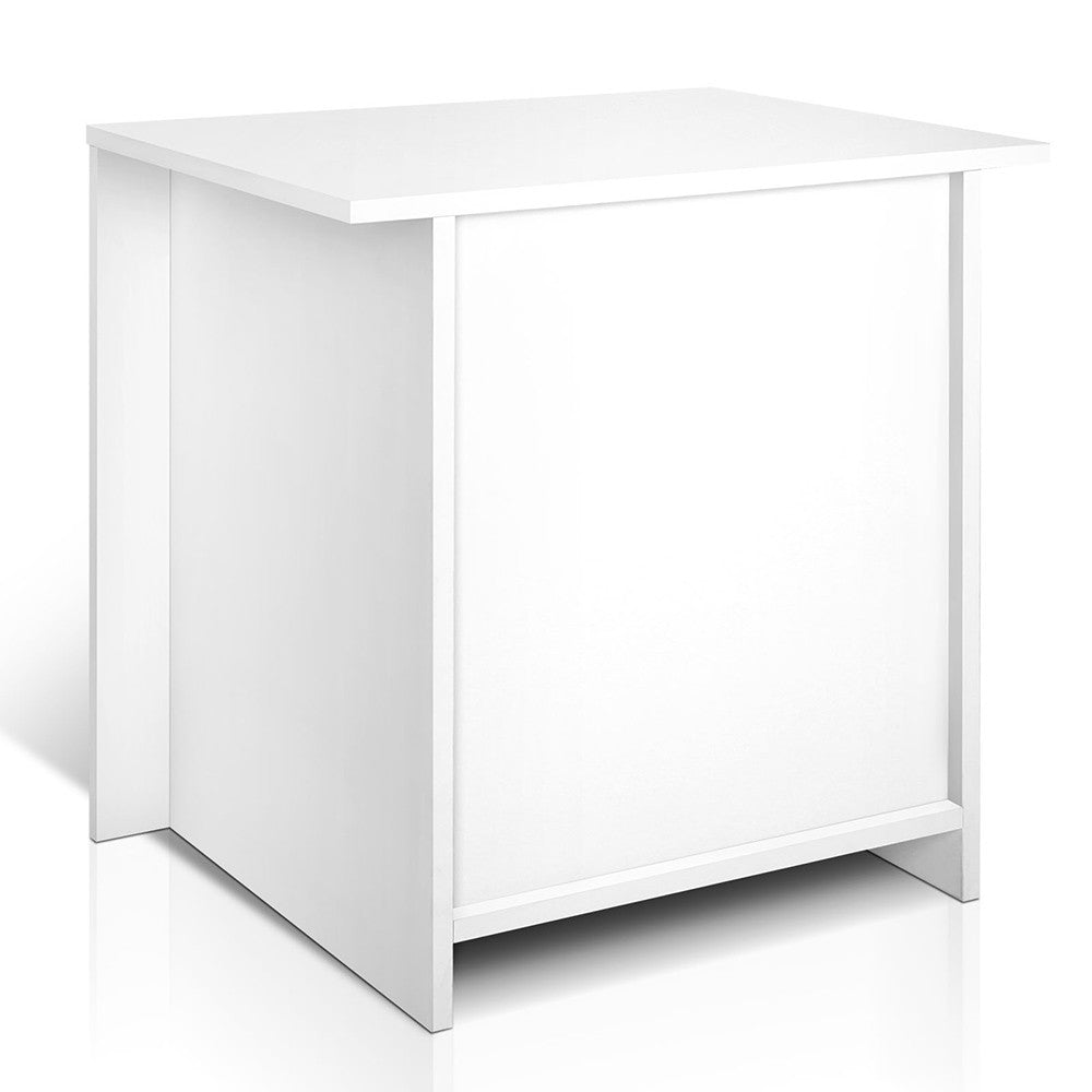 Anti-Scratch Bedside Table 2 Drawers - White