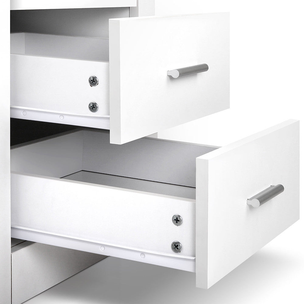 Anti-Scratch Bedside Table 2 Drawers - White