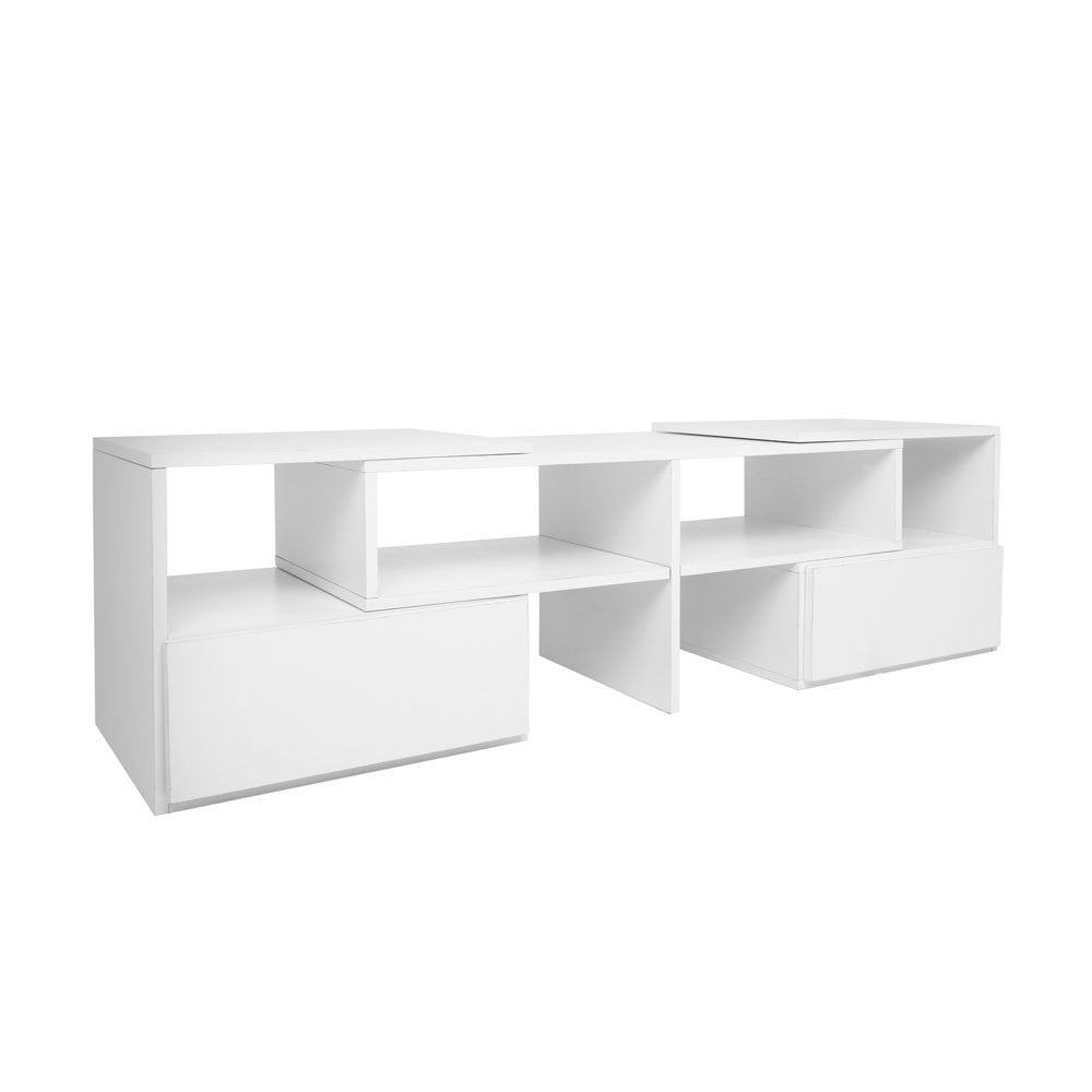 TV Stand Entertainment Unit Adjustable Cabinet White