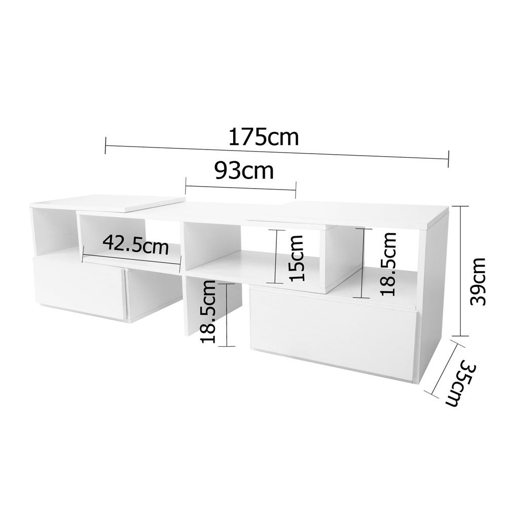 TV Stand Entertainment Unit Adjustable Cabinet White