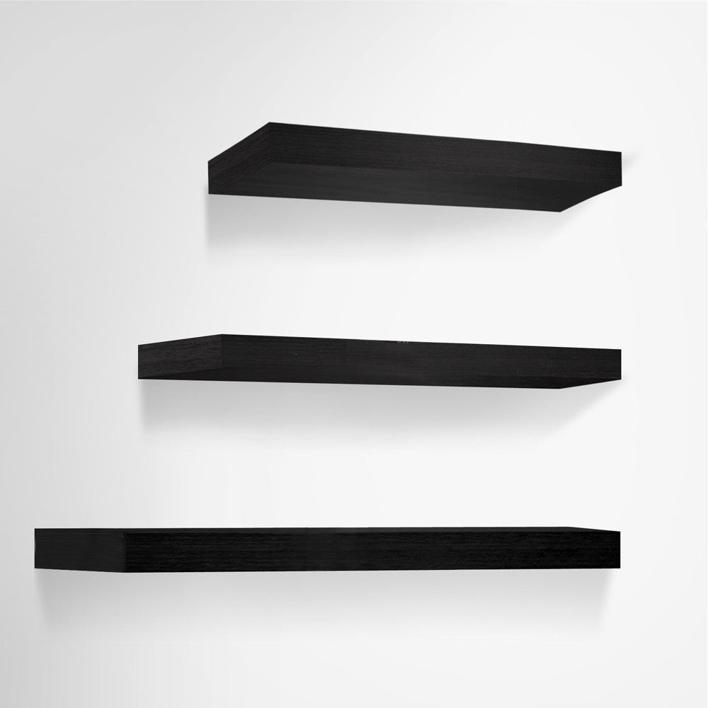 3 pcs Wall Floating Shelf Set Bookshelf Display Black