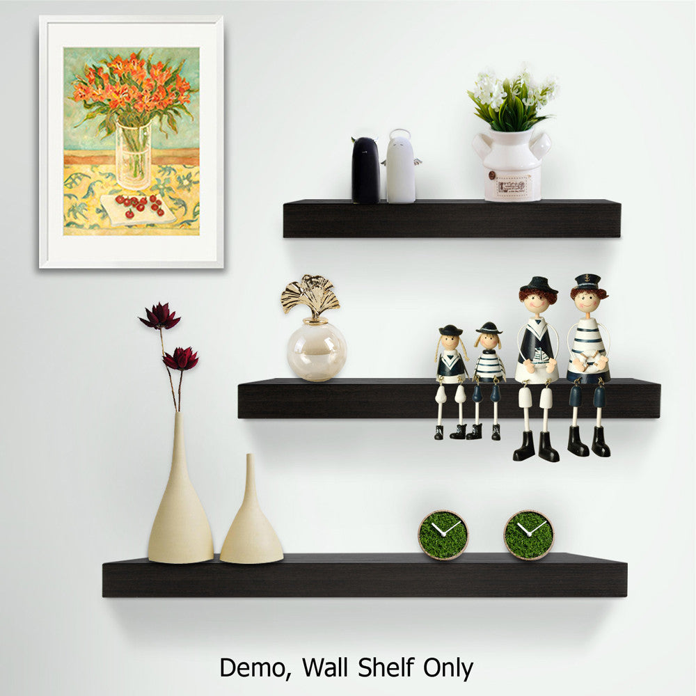 3 pcs Wall Floating Shelf Set Bookshelf Display Black