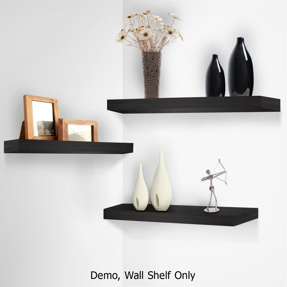 3 pcs Wall Floating Shelf Set Bookshelf Display Black