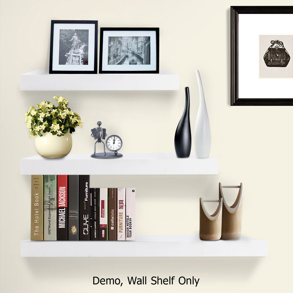 3 pcs Wall Floating Shelf Set Bookshelf Display White