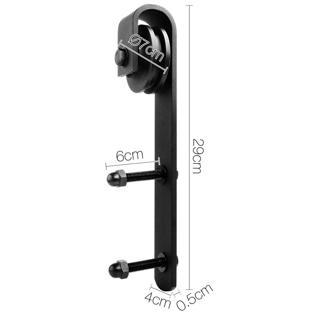 Sliding Barn Door Hardware Track Set Powder Coat Steel Black - 4M