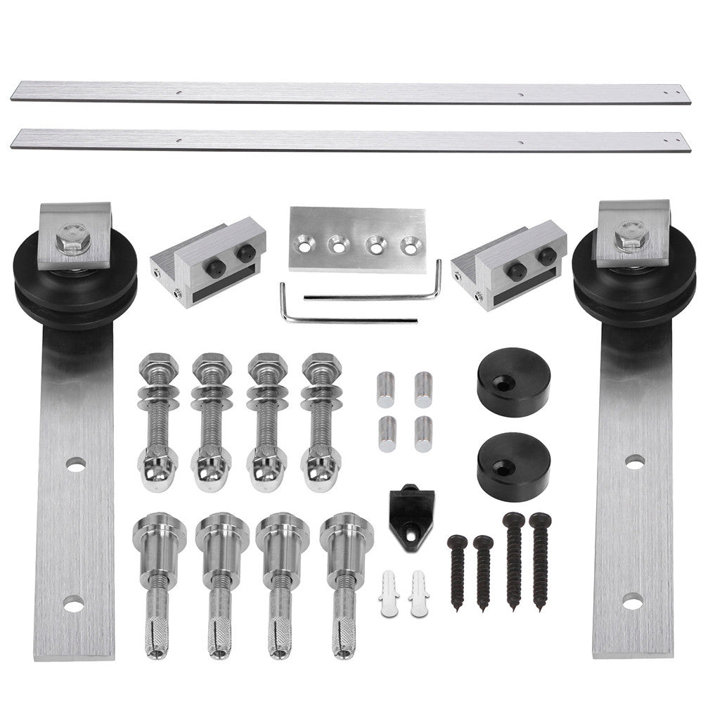 Large Sliding Barn Door Hardware Set - Silver