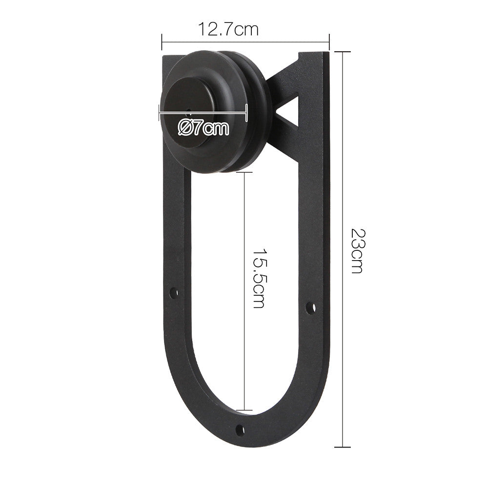 Cross Design Sliding Barn Door Hardware Track Set Powder Coat Steel Black - 2M