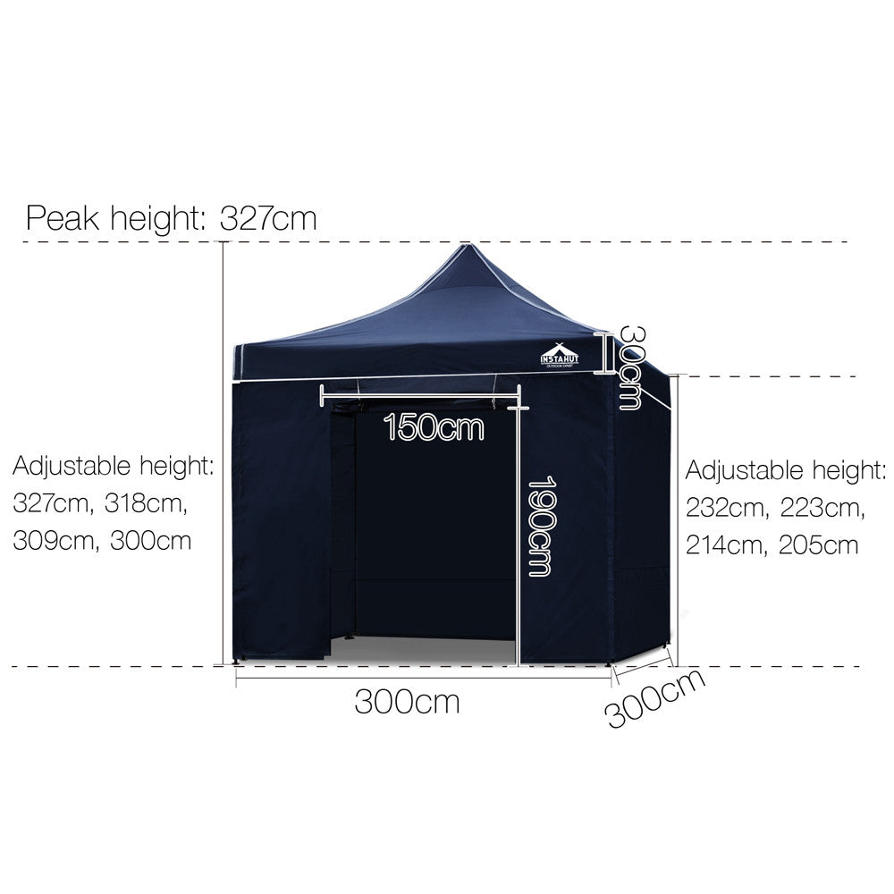 3x3 Pop Up Gazebo Hut with Sandbags Navy