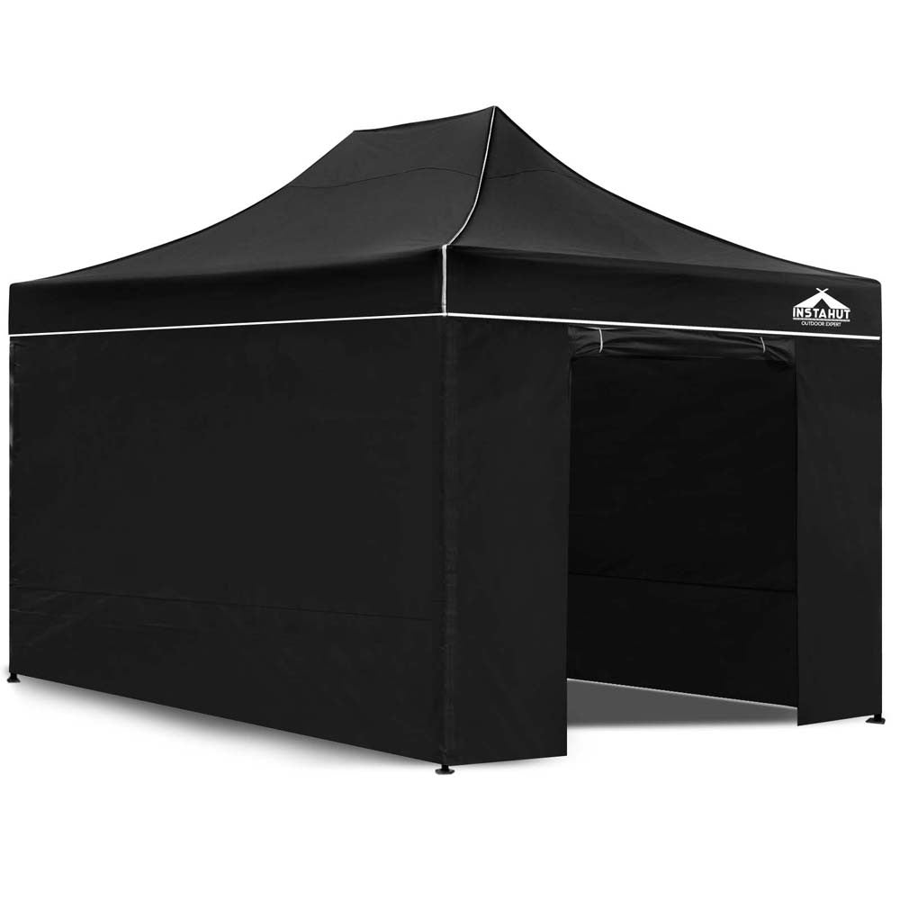 3x4.5 Pop Up Gazebo Hut with Sandbags Black