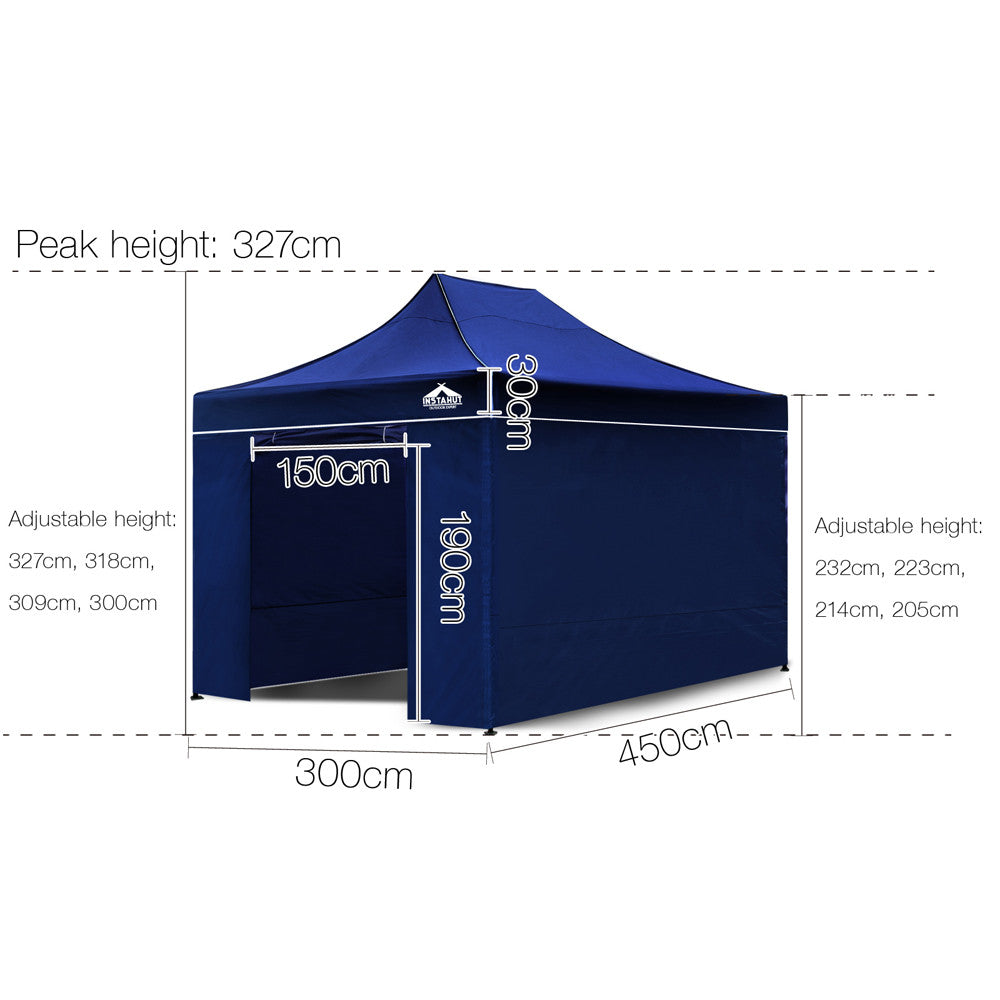 3x4.5 Pop Up Gazebo Hut with Sandbags Blue