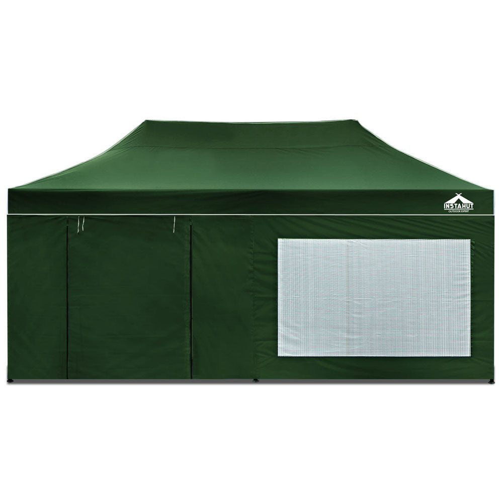 3x6 Pop Up Gazebo Hut with Sandbags Green