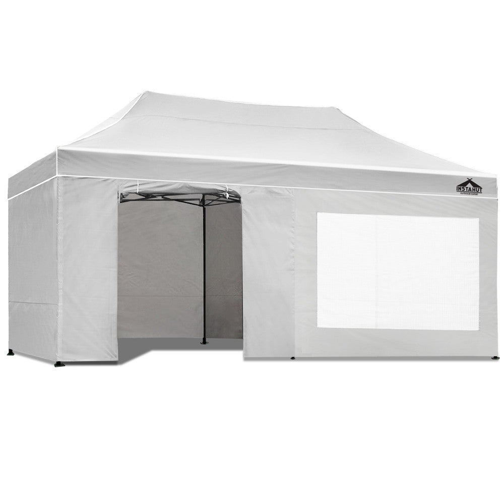 3x6 Pop Up Gazebo Hut with Sandbags White