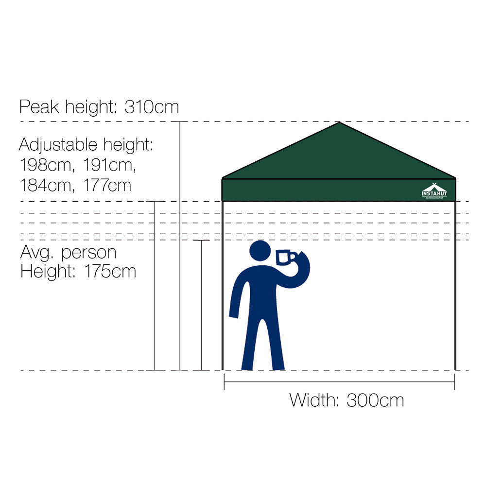 INSTAHUT 3X3M Pop Up Gazebo - Green