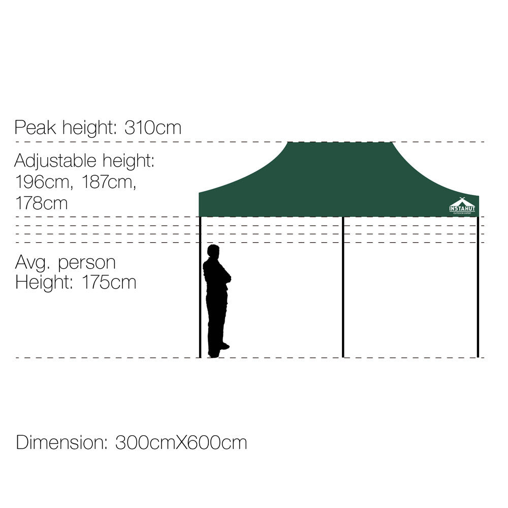 INSTAHUT 3X6 Pop Up Gazebo – Green