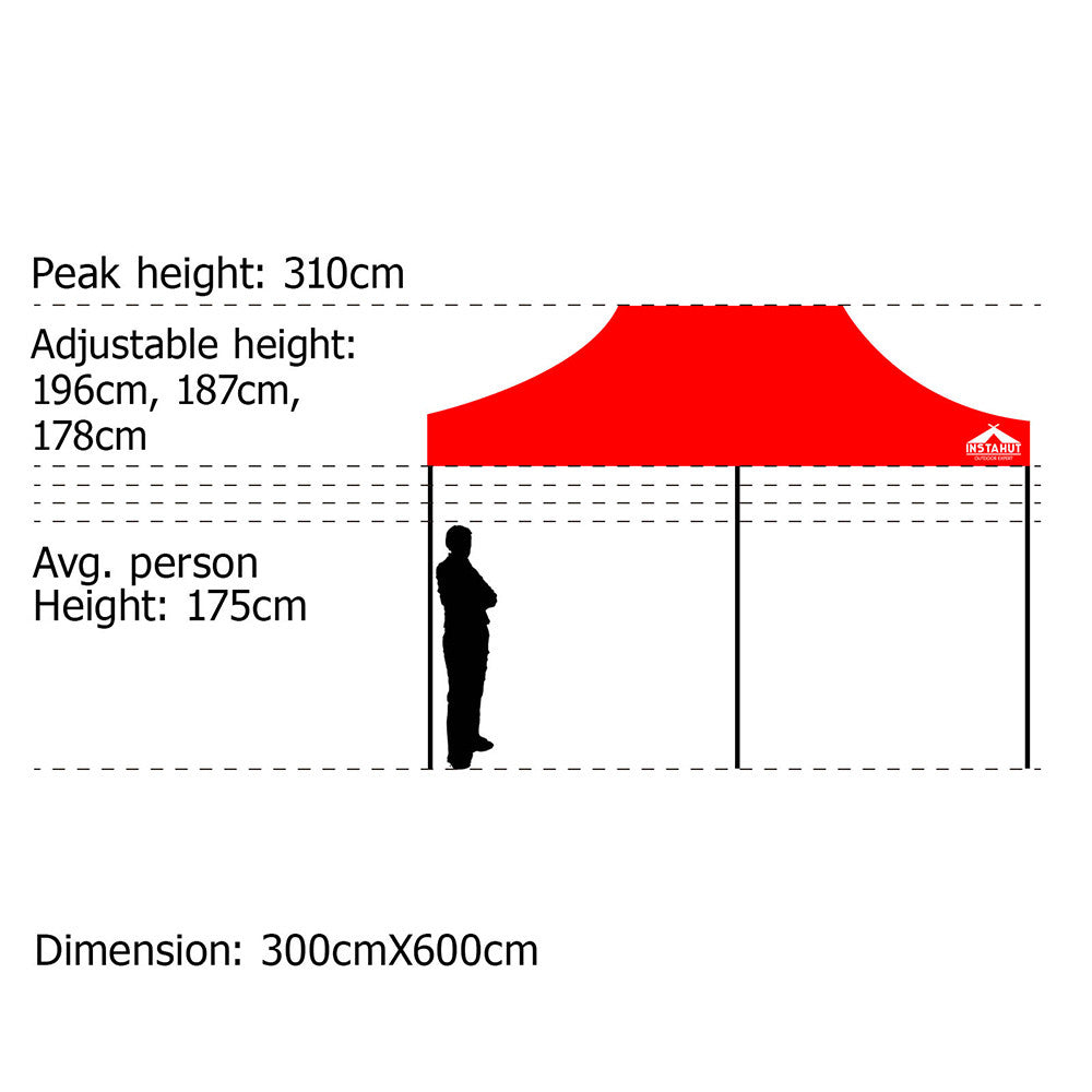 INSTAHUT 3X6M Pop Up Gazebo - Red