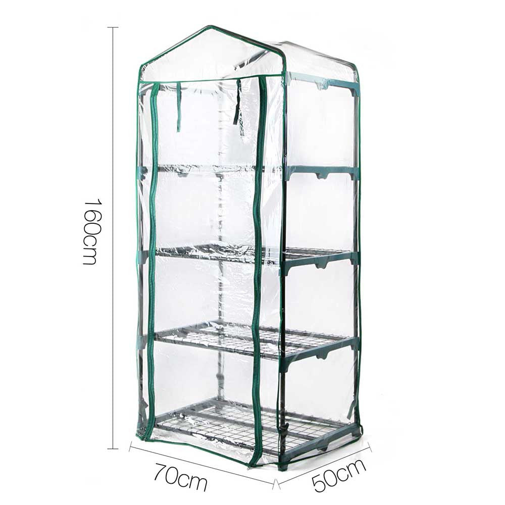 4 Shelf Greenhouse with Transparent PVC Cover