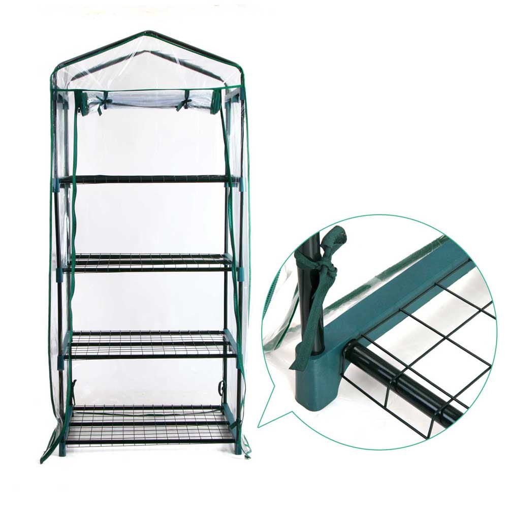 4 Shelf Greenhouse with Transparent PVC Cover