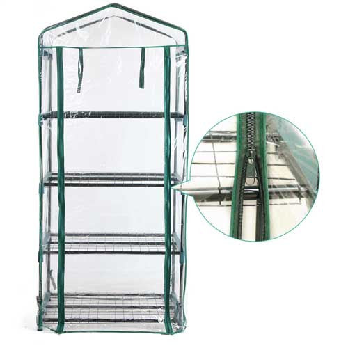 4 Shelf Greenhouse with Transparent PVC Cover