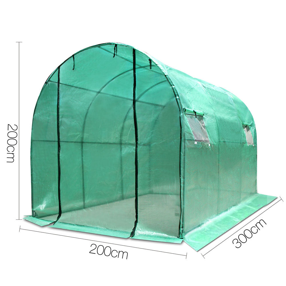 Greenhouse with Green PE Cover - 3M x 2M