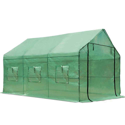 Greenhouse with Green PE Cover - 3.5M x 2M