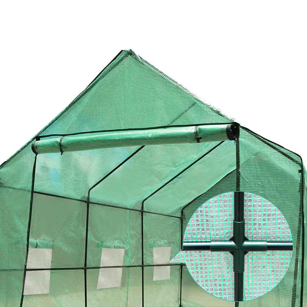 Greenhouse with Green PE Cover - 3.5M x 2M