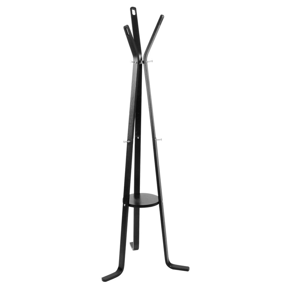 Wooden Coat Rack Clothes Stand Hanger Black