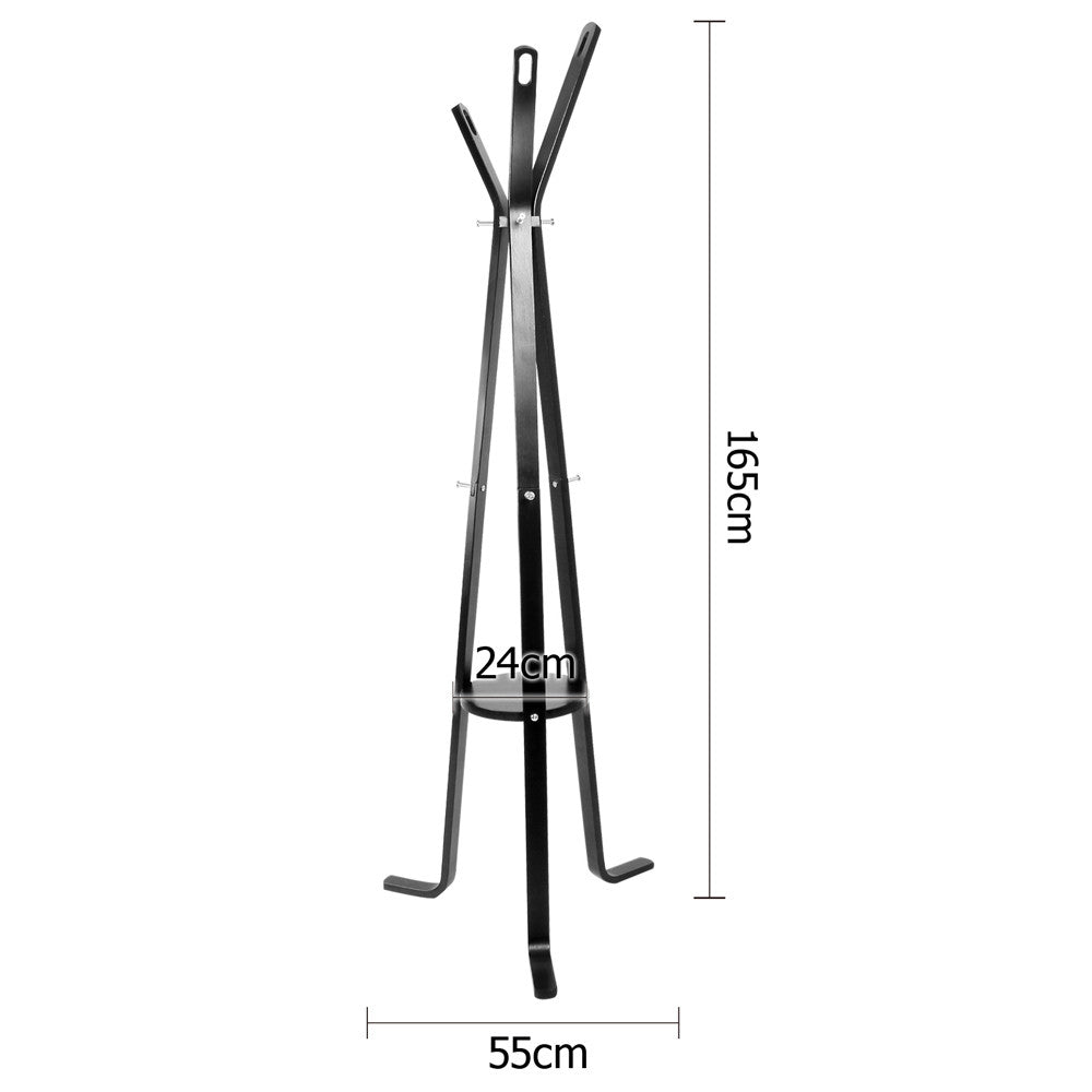 Wooden Coat Rack Clothes Stand Hanger Black