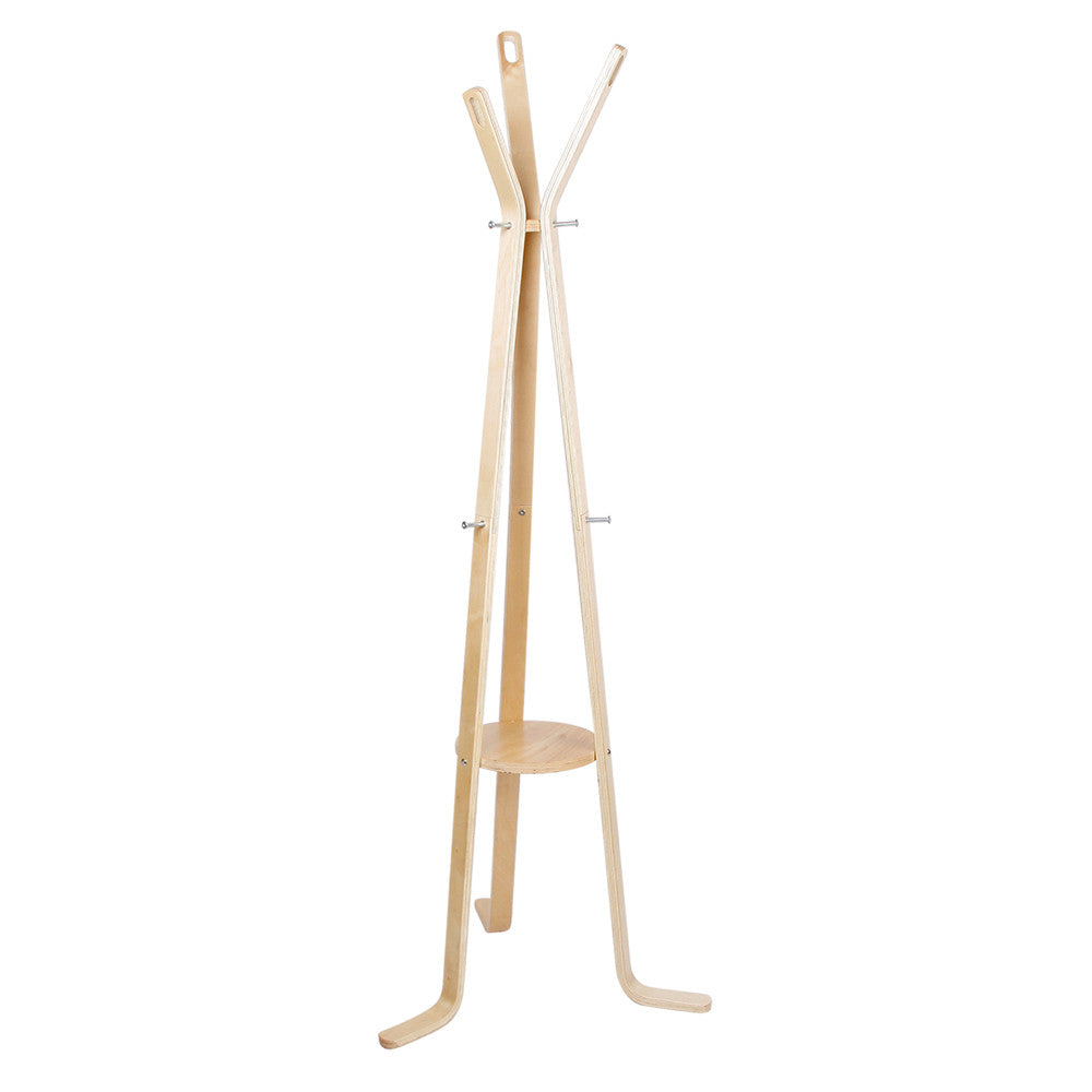 Wooden Coat Rack Clothes Stand Hanger Light Wood