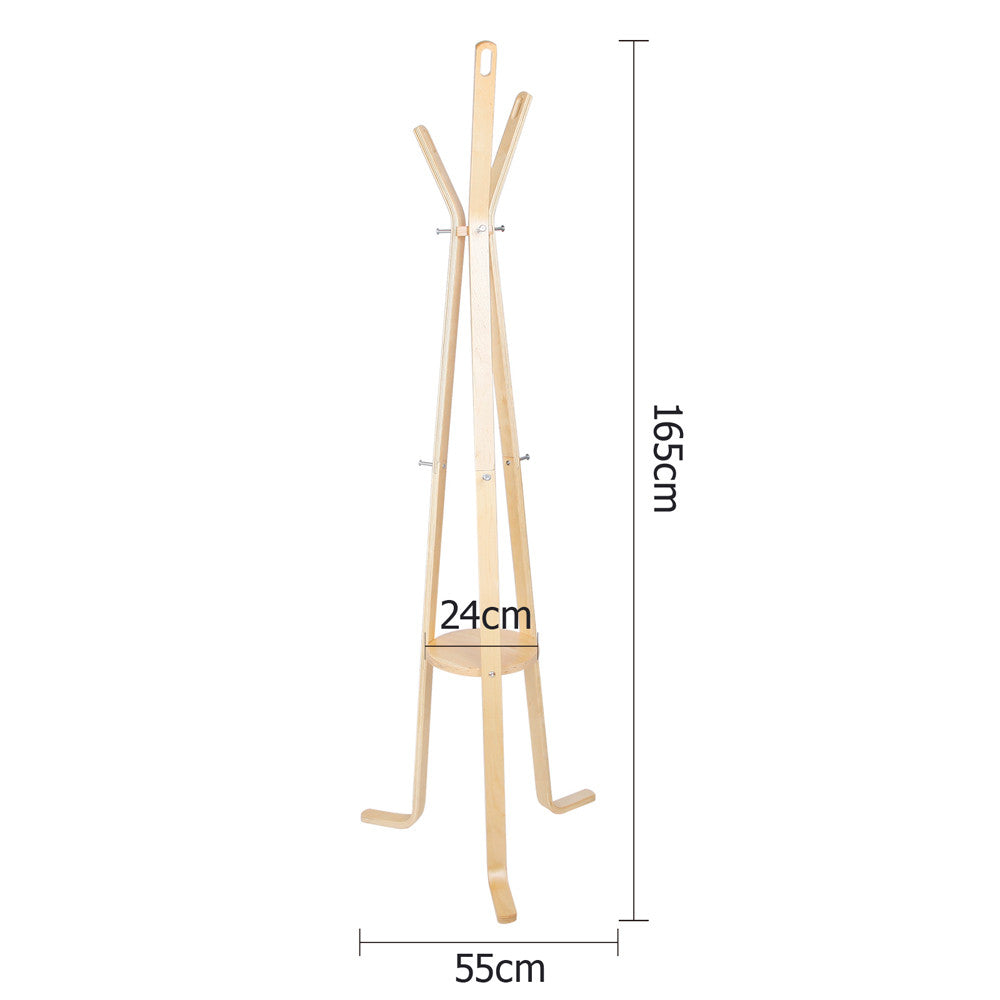 Wooden Coat Rack Clothes Stand Hanger Light Wood