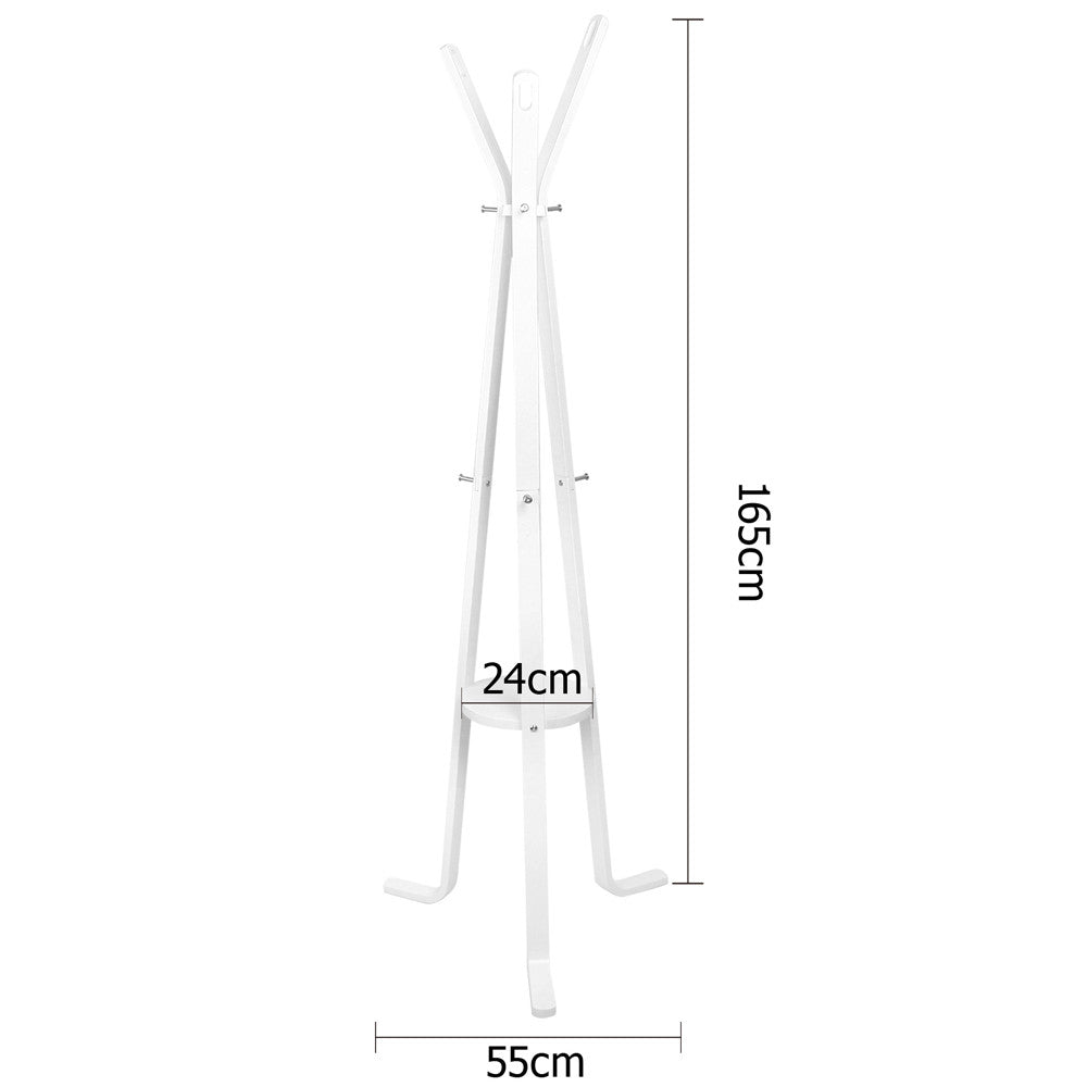 Wooden Coat Rack Clothes Stand Hanger White