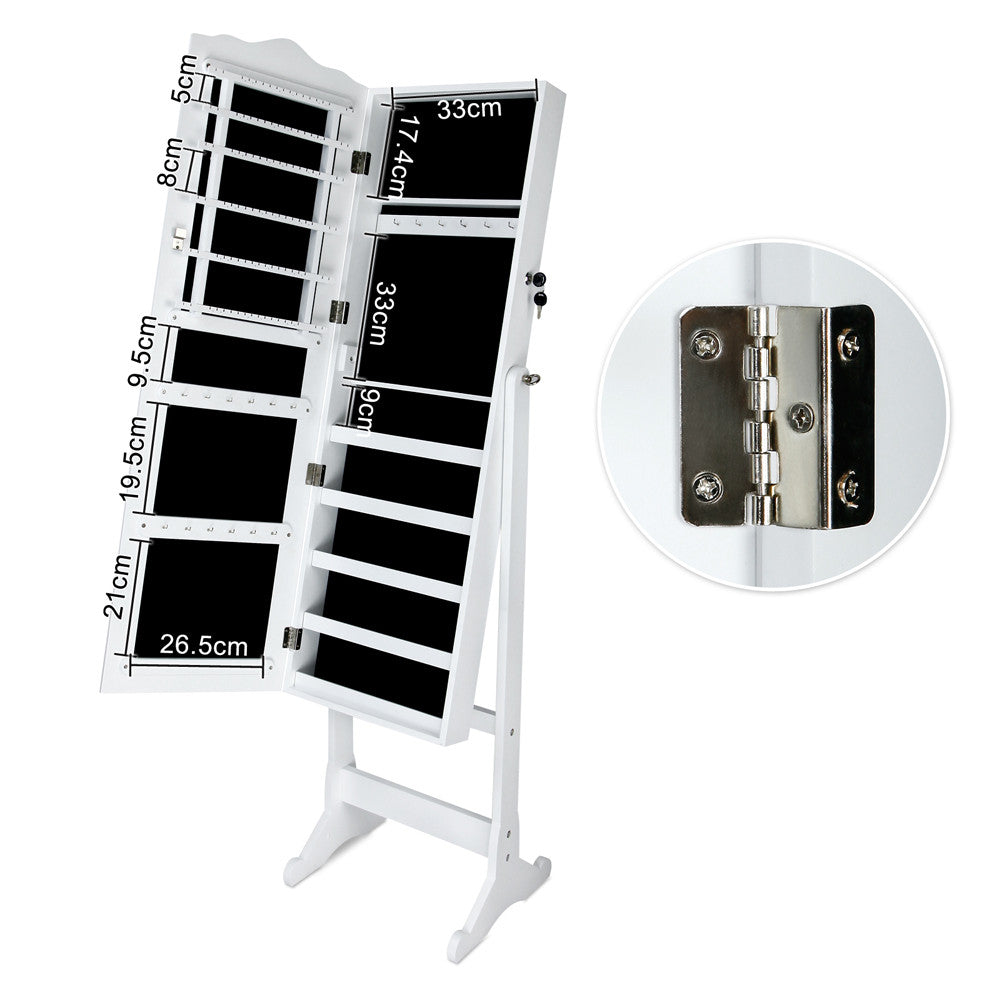 Mirror Jewellery Cabinet Storage 150cm White