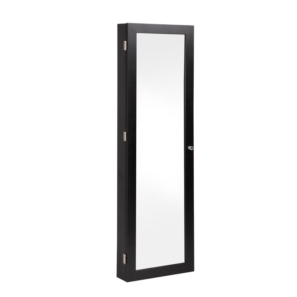 Wall Mount Jewellery Cabinet w/ Mirror Black