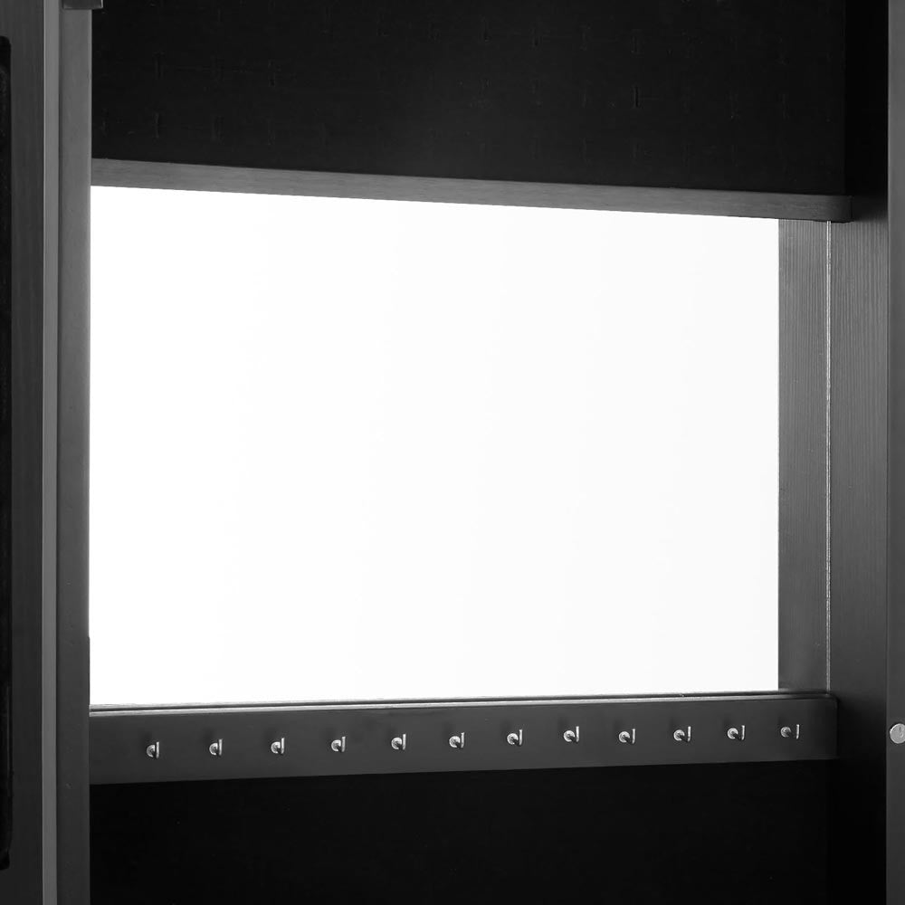 Wall Mount Jewellery Cabinet w/ Mirror Black