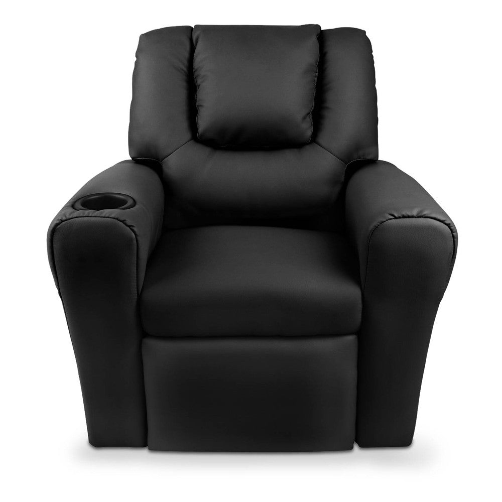 Kids Padded PU Leather Recliner Chair  - Black